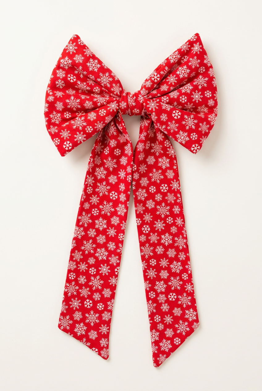 Red Snowflake Fabric Bow